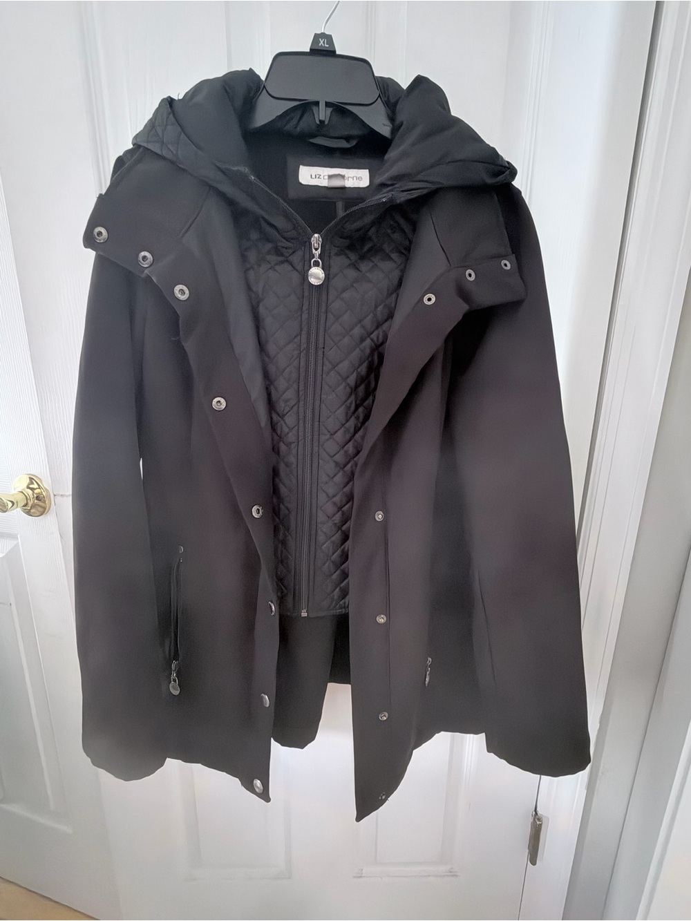 Liz Claiborne Black Quilted Hooded Puffer Jacket